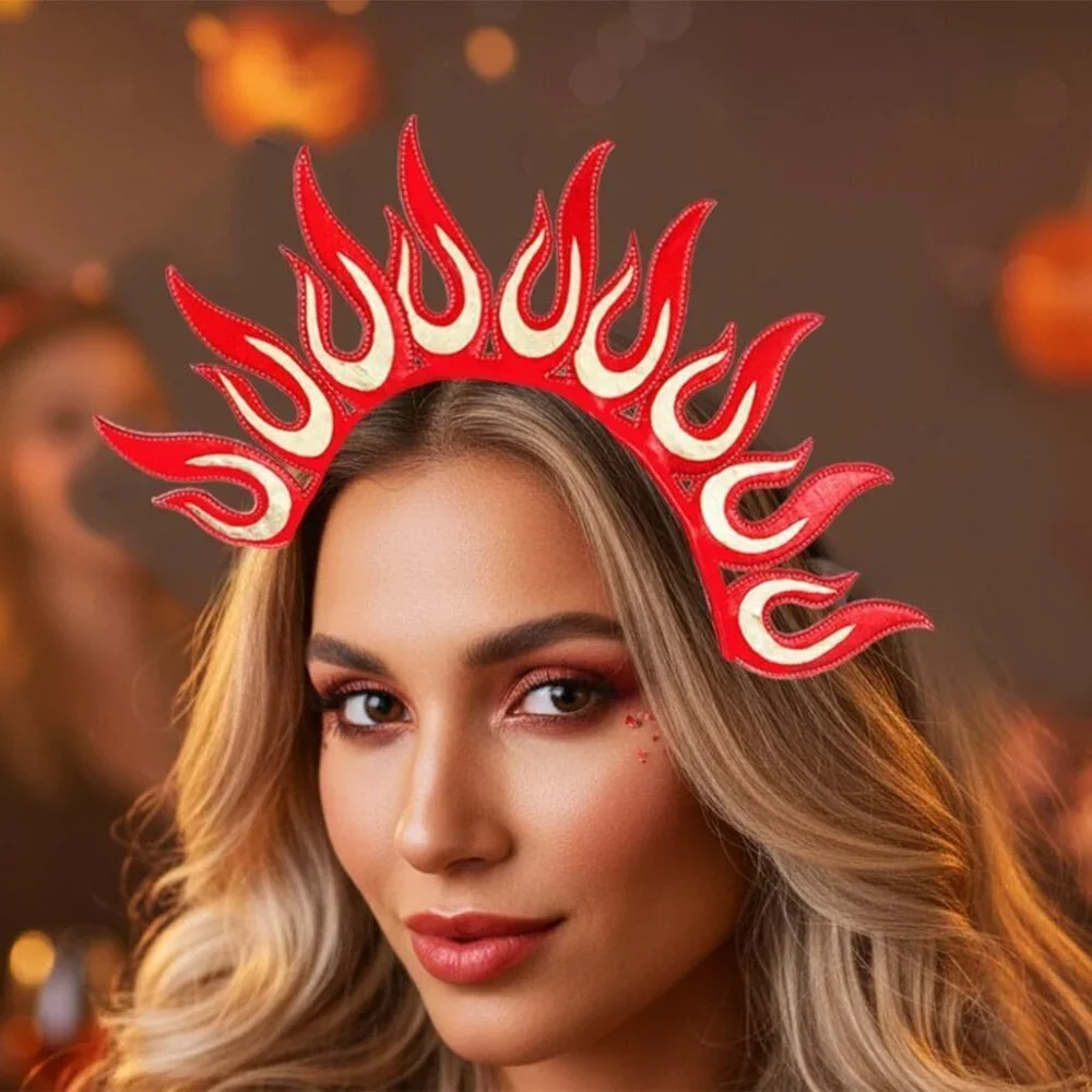 Red Flame Headband Festival Hair Accessories for Women Girls Halloween